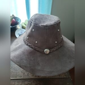 Mens Leather or Suede Wide Brim Hat Made in Mexico Medium